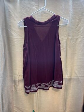Mossimo Supply Co. Embroidered Hem Sleeveless Tank - Burgundy